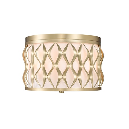 Z-Lite Harden Flush mount, 3-Light, 12.25 In.W x 8.25 In.H, Modern Gold/White 1948F12-MGLD